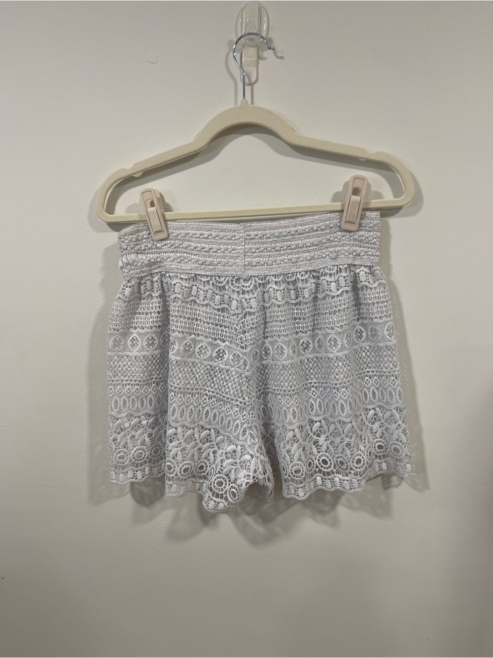 White Crochet Lace Skort with Elastic Waistband